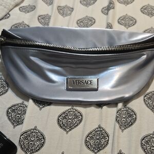 Versace Metallic Silver Belt Bag